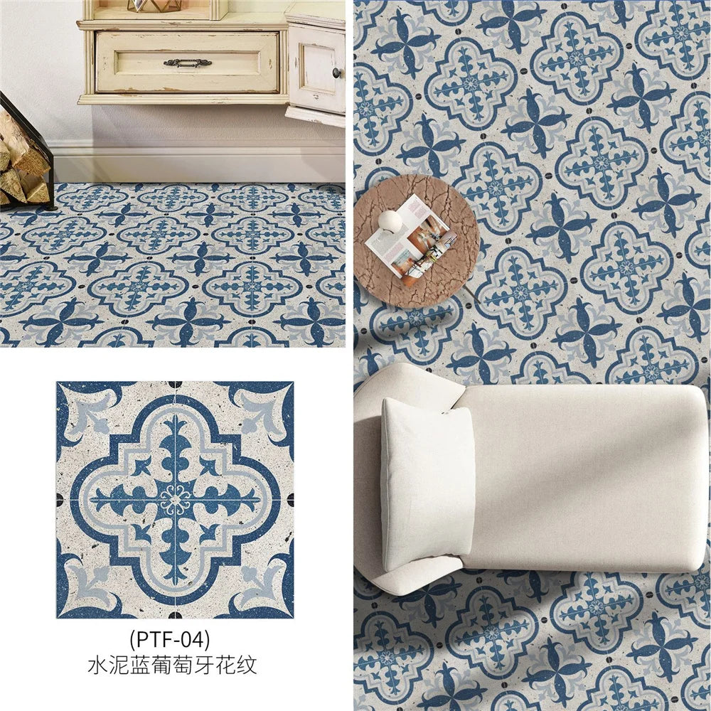 Black And White Mosaic Tiles Marble Texture Floor Sticker Kitchen Floor Renovation Decorative Stickers Self-adhesive Wallpaper