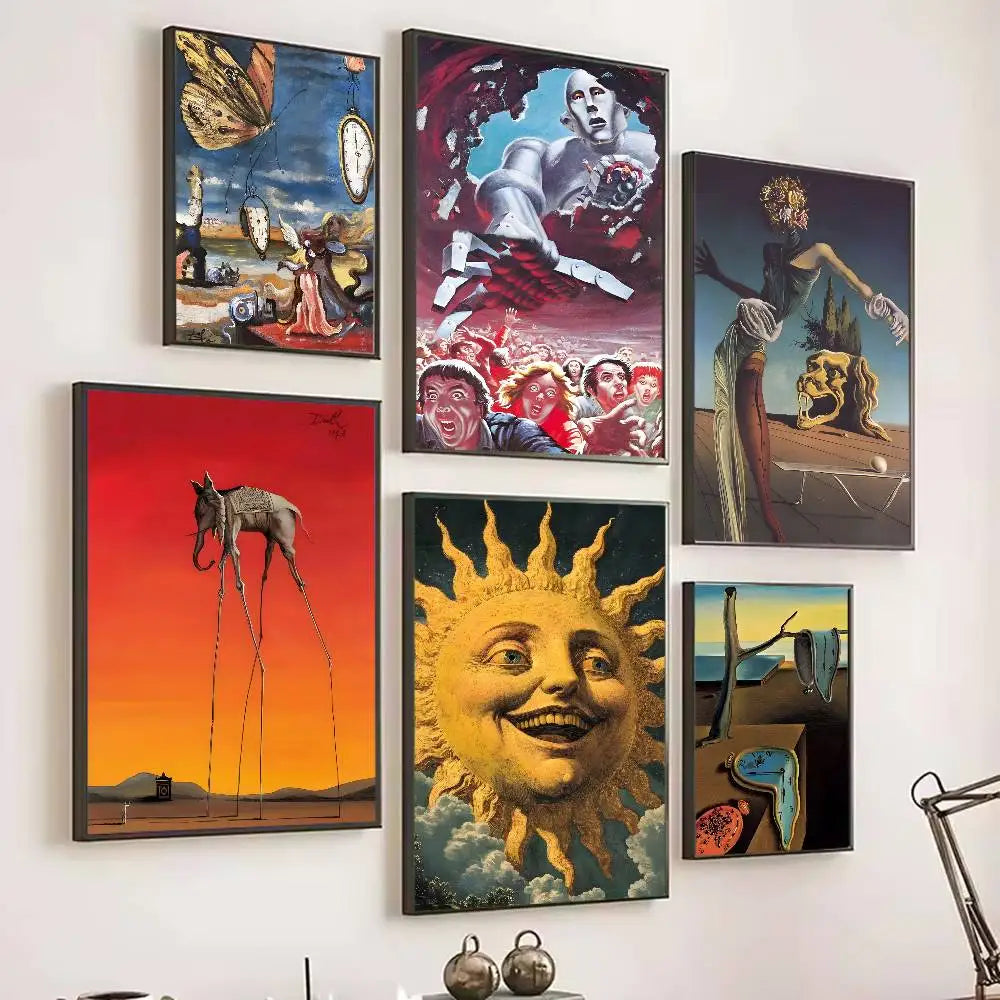 Surrealism Artwork By Salvador Dali Poster Self-adhesive Art Waterproof Paper Sticker Coffee House Bar Room Wall Decor