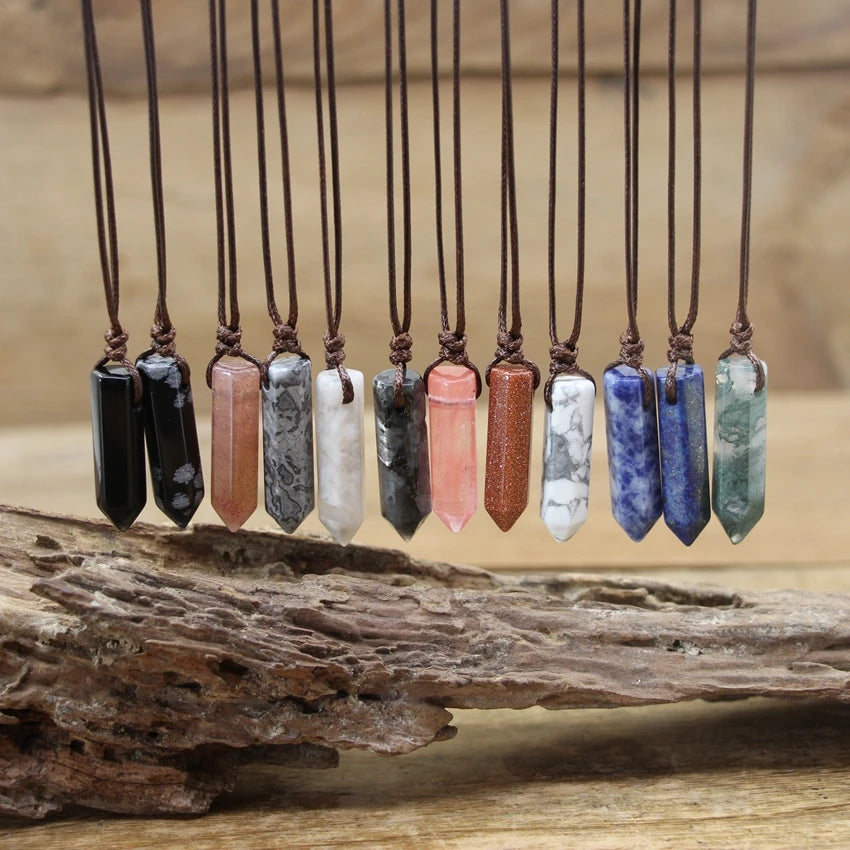 Hexagonal Natural Quartz Stone Necklace