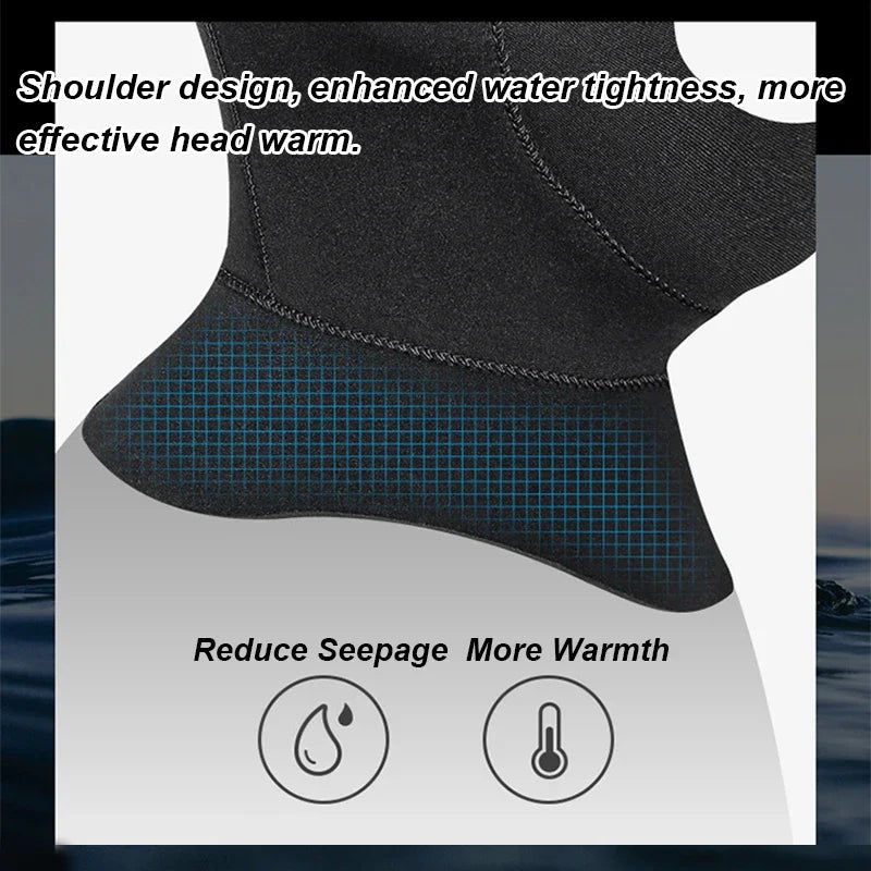 5MM Neoprene Diving Helmet Winter Thickening Warmth with Shoulder Hood Diving Clothing Accessories Diving Helmet S/M/L/XL - Daisan Mart