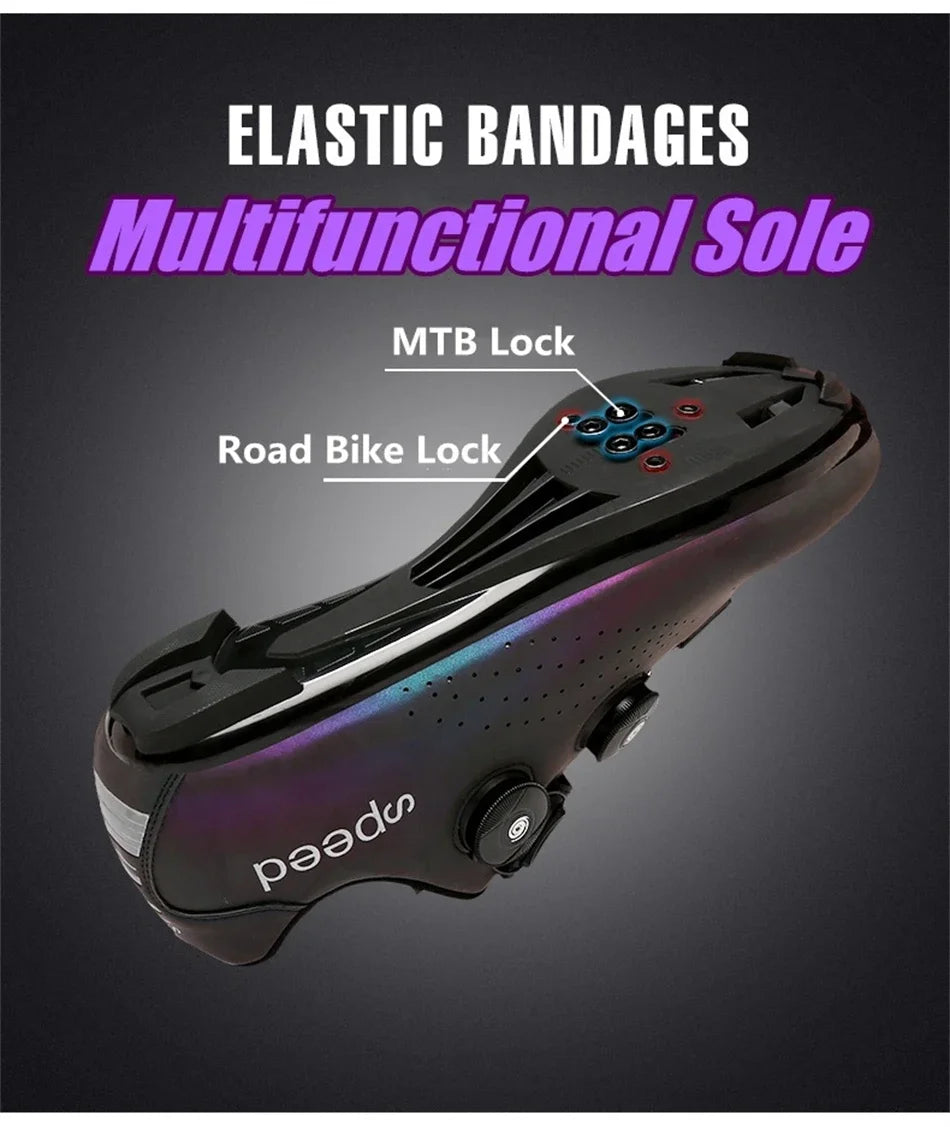 Giày Đạp Xe Nam Siêu Nhẹ Khóa Đôi Phát Sáng MTB