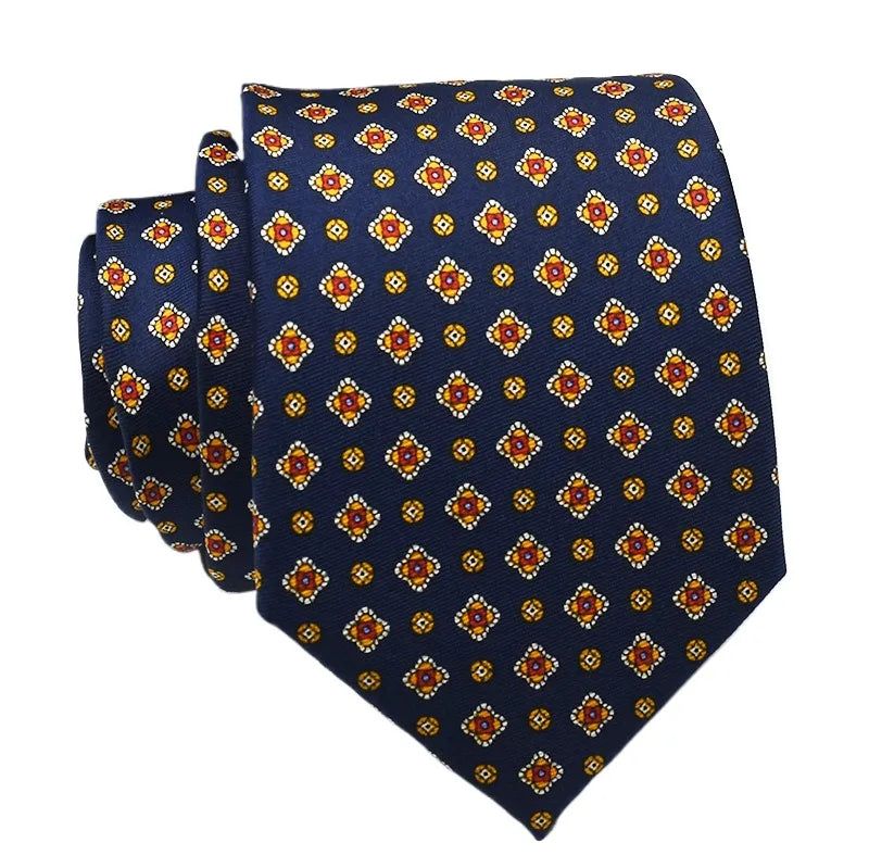 超柔軟絲質領帶，印有男士時尚圖案