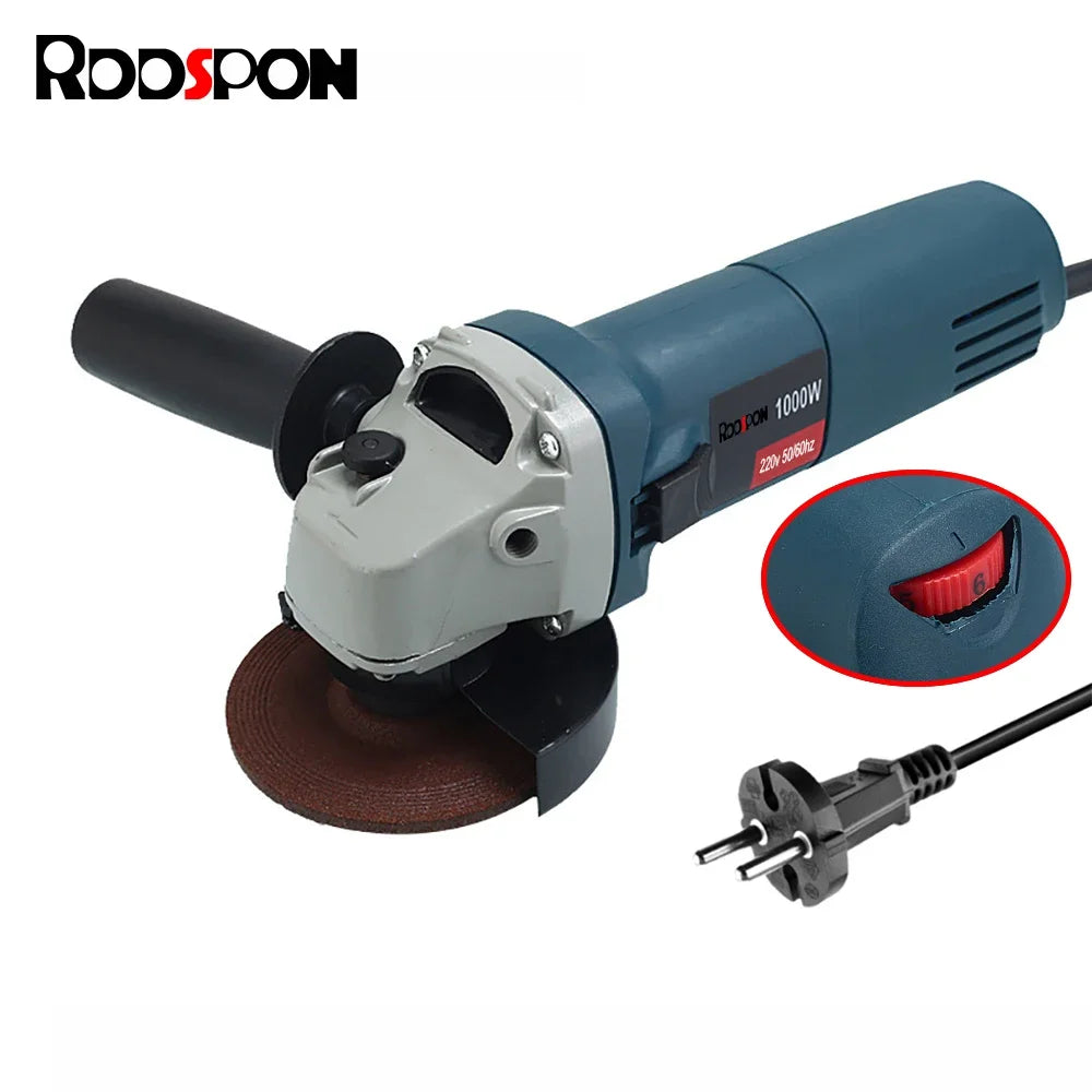 220V 1000W Electric Angle Grinder 100mm 125mm Corded Grinding Machine 6 Speeds Electric Grinding Cutting Polishing Power Tool