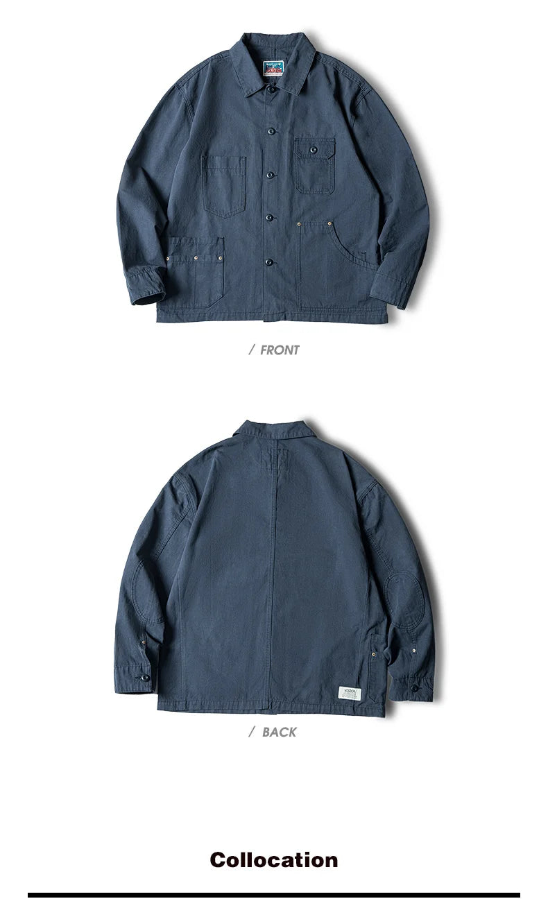 Maden Navy Men's Jacket Multi-Pocket Comfortable Spring Autumn