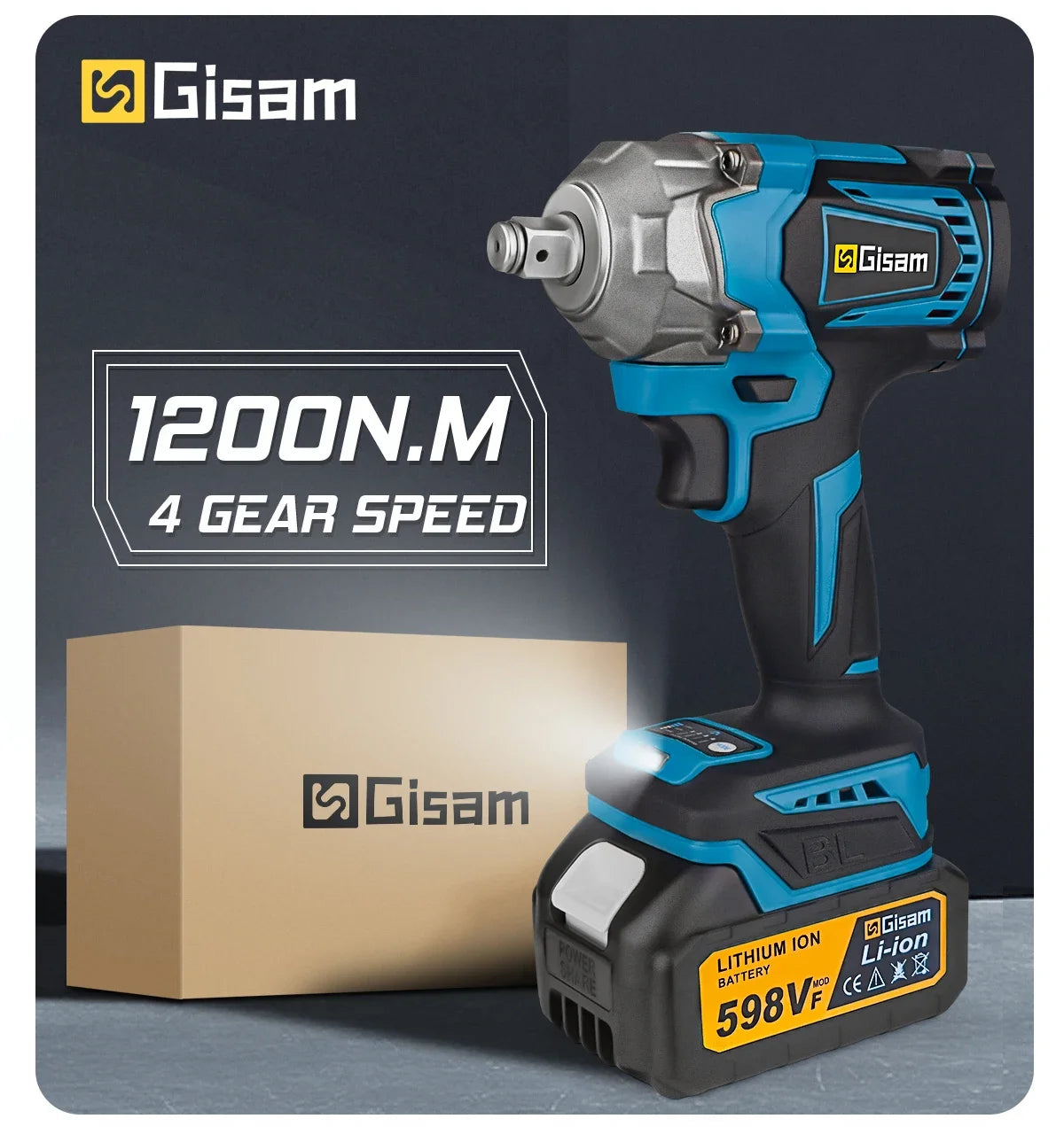 Máy Siết Bu Lông Không Dây Gisam 18V 1200N.m - Daisan Mart