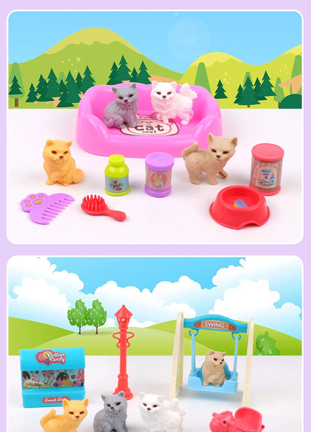 Cute Pet Basket Toy Set - Christmas Gift for Kids