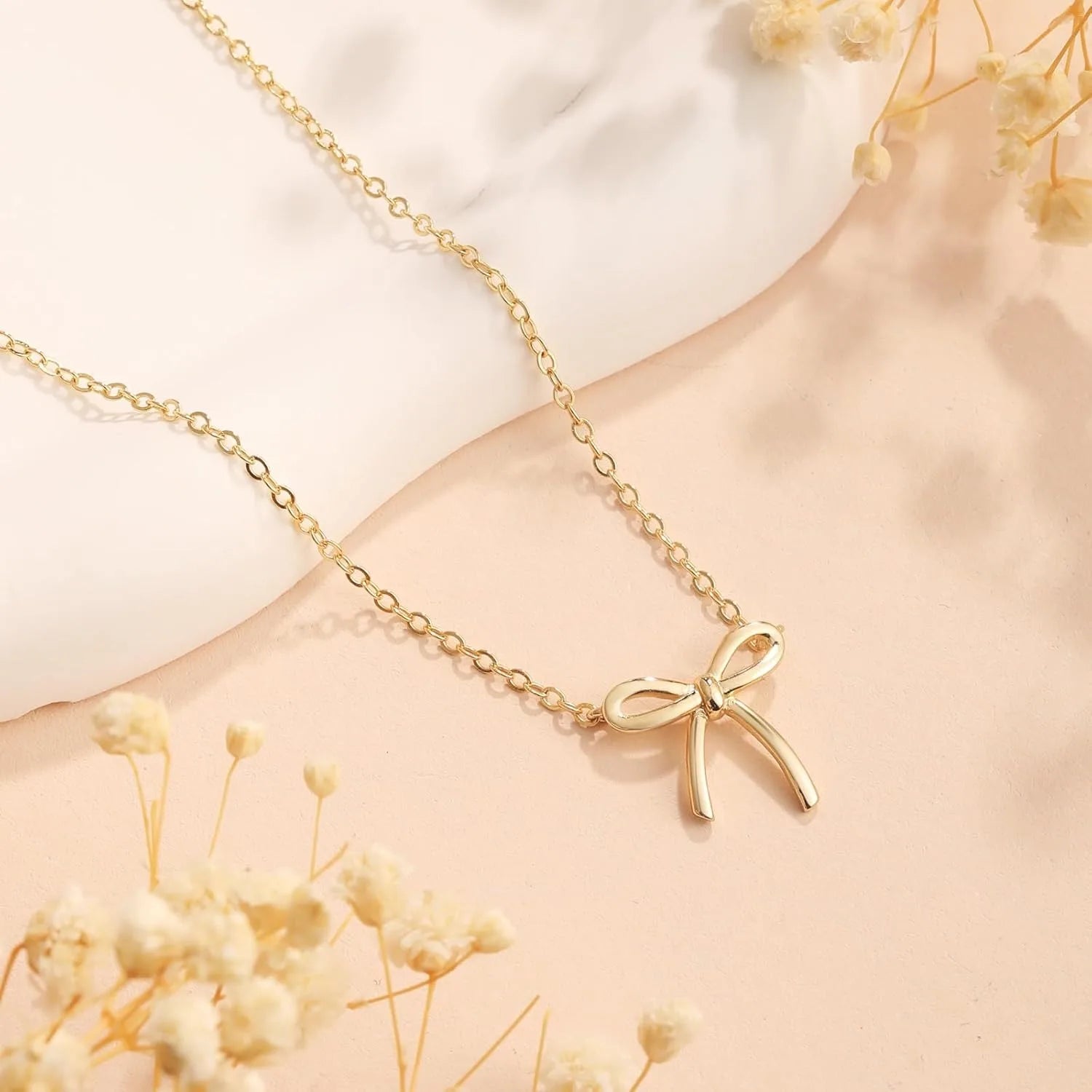 Cute and Exquisite Gold and Silver Bow Necklace for Women