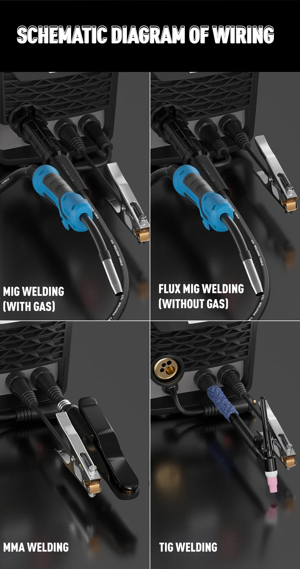 ANDELI Semi-automatic MIG welding machine MIG Lift TIG ARC Gas/Gasless Welding Inverter Synergy Multiprocess MIG Welders - Daisan Mart