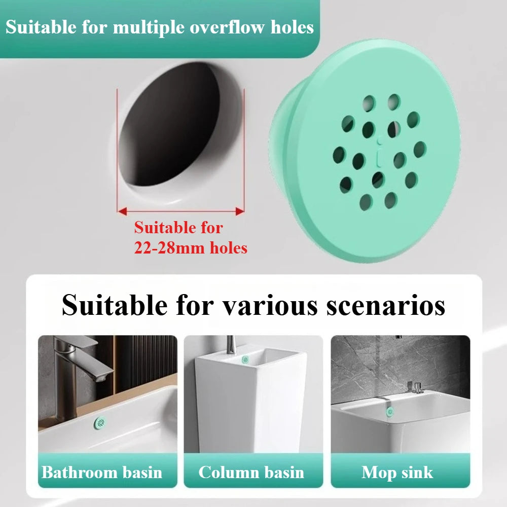 Overflow Port Cover Silicone Decorative Washbasin Sink Hole Leakage Plug Insect Odor Proof Seal Stopper Bathroom Accessories