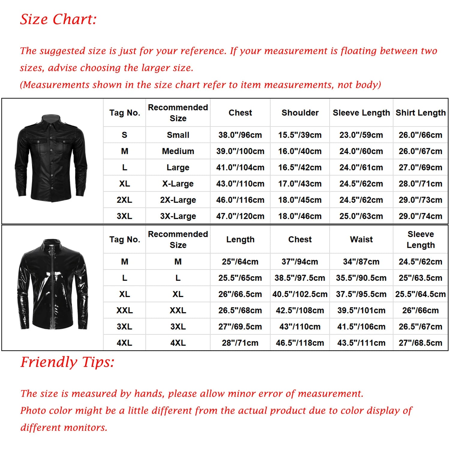 Men's Fashionable Bodycon Shiny Leather Evening Shirt