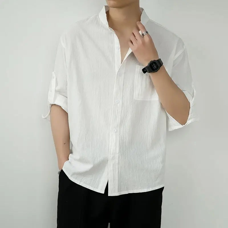Áo Sơ Mi Trắng Nam Linen Cotton Ngắn Tay Thời Trang - Daisan Mart