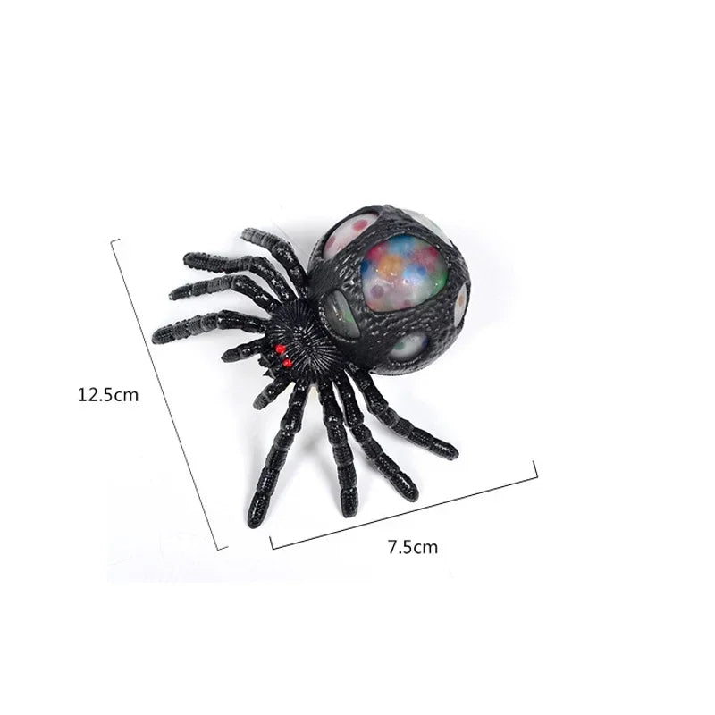 Horrifying Black Spider Squeeze Toy Colorful Bead Interior Perfect Anti-Stress Decompression Gadget Ideal Halloween Gift