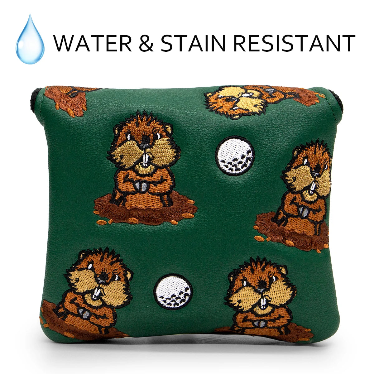 Groundhog Premium Embroidered Green Leather Golf Club Cover