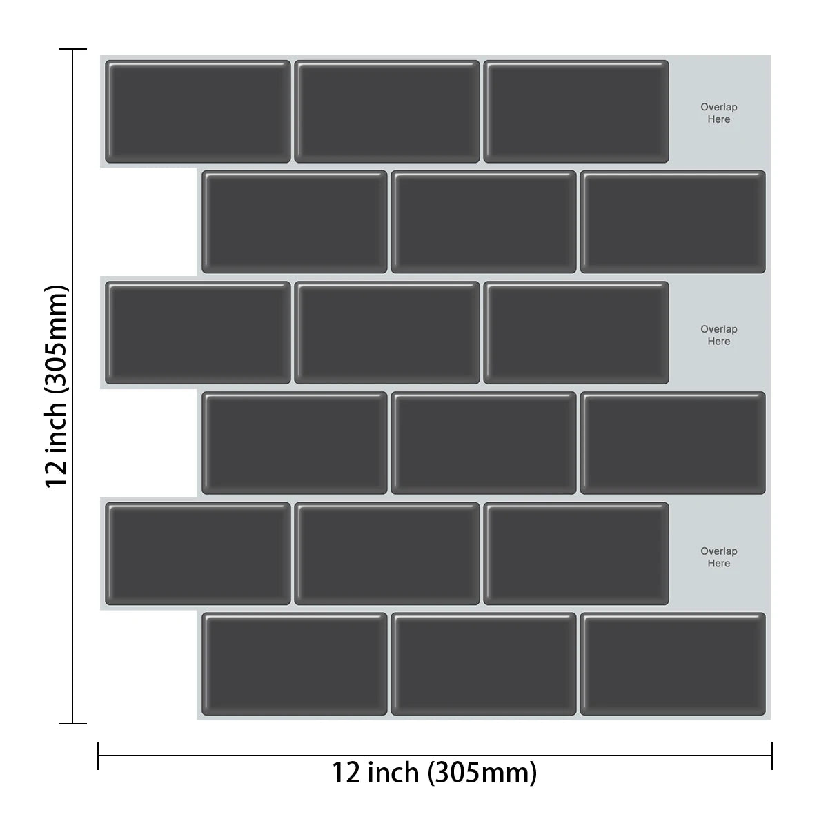 5PCS 3D Wall Tile Stickers Kitchen Backsplash Waterproof Heat Resistant Wallpaper 12x12 Inch Strong Adhesive for Home Decoration