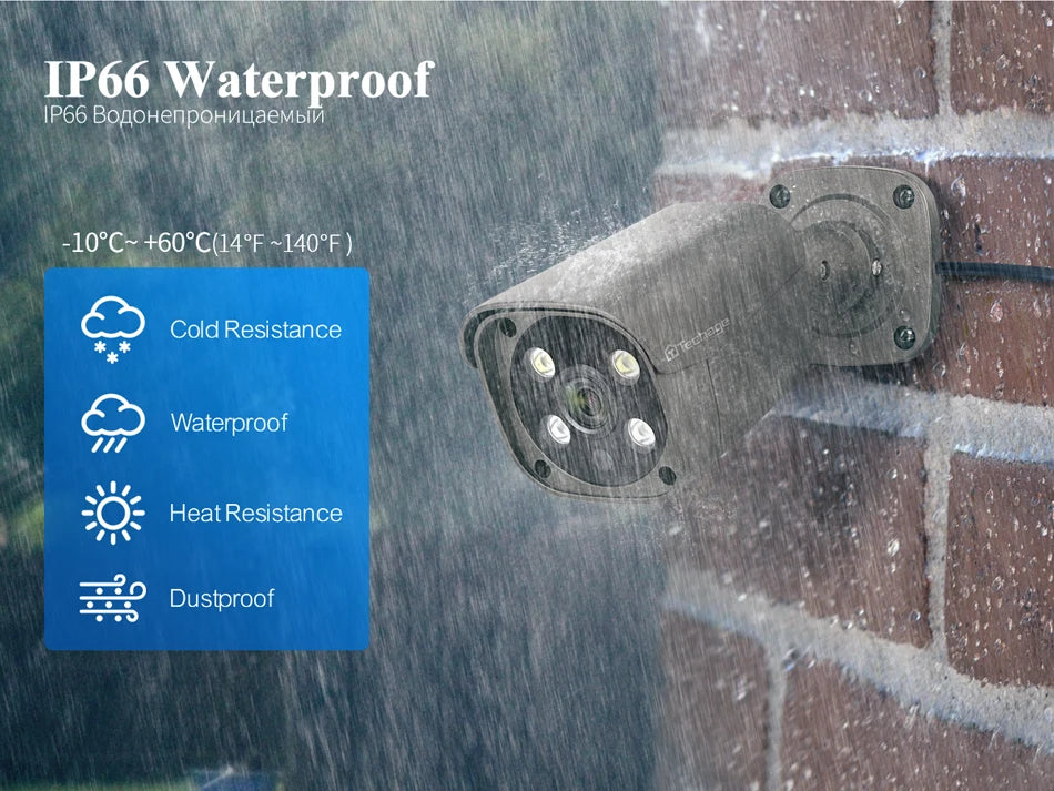 Techage H.265 8CH 5MP/8MP POE NVR Kit CCTV IP-камера ИК наружная водонепрониц