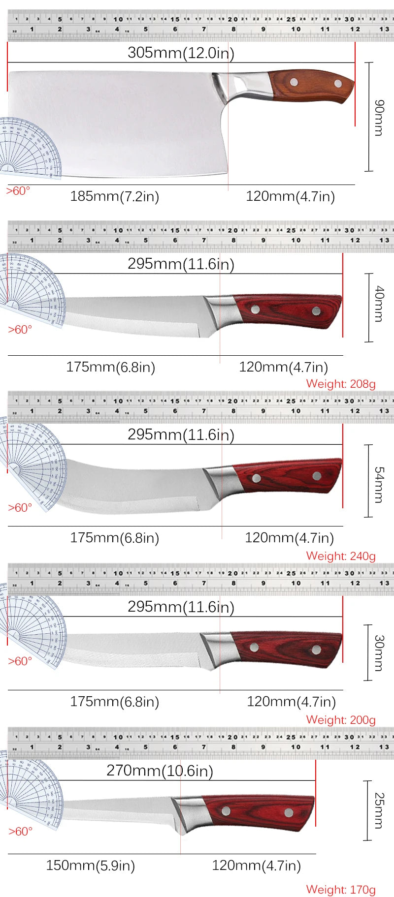 Multi-purpose Stainless Steel Boning Knife for Cutting Meat and Vegetables
