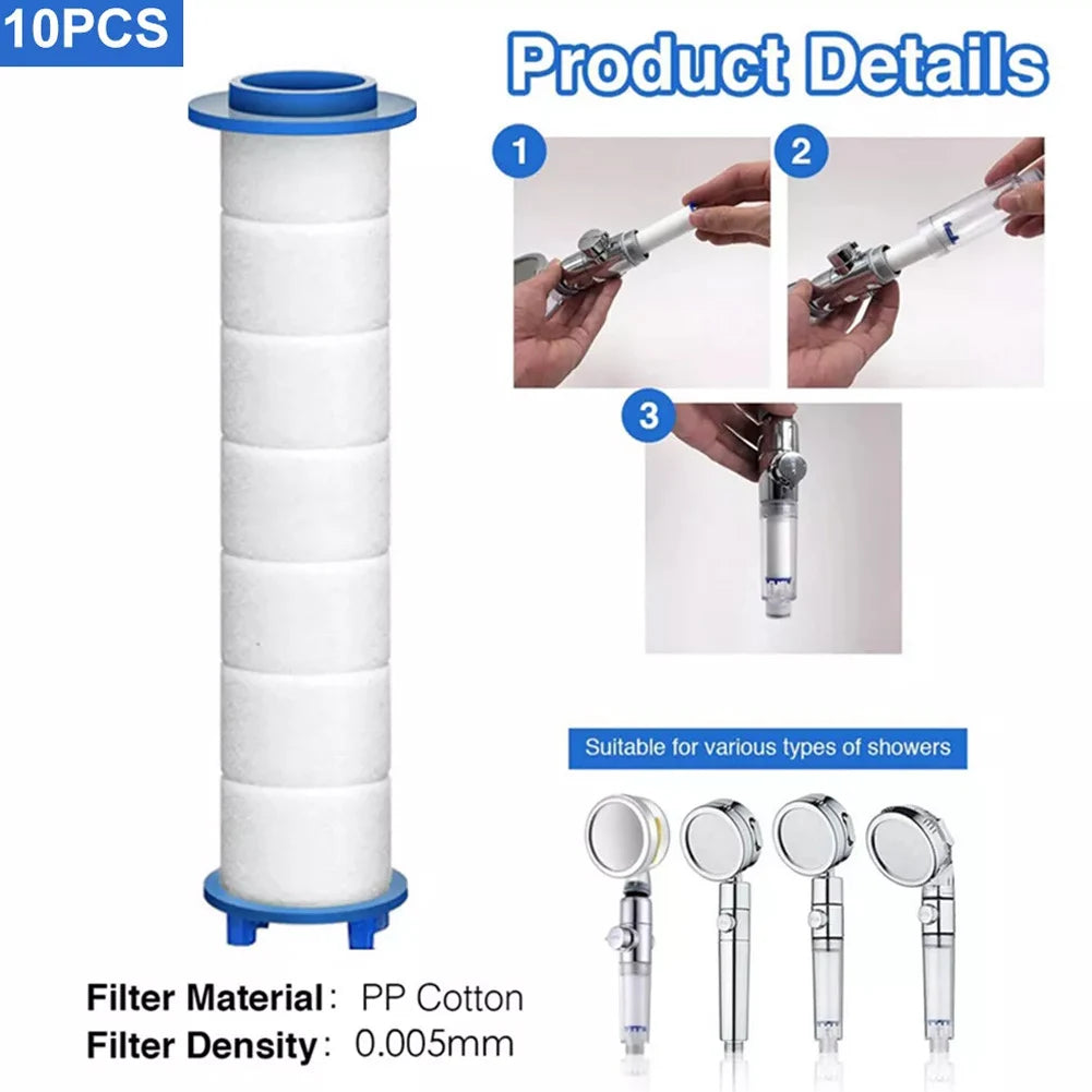 Set of 10 PP Cotton Spiral Turbo Shower Water Filter Cores