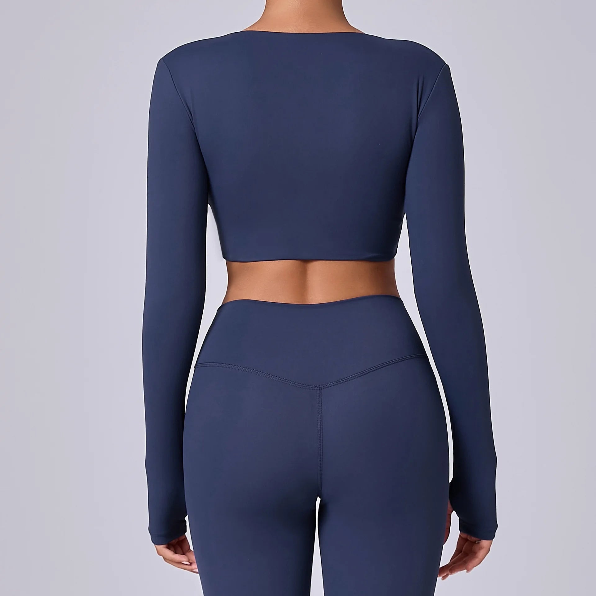 Crop Top Tập Nữ Dài Tay Lỗ Ngón Thể Thao Năng Động - Daisan Mart