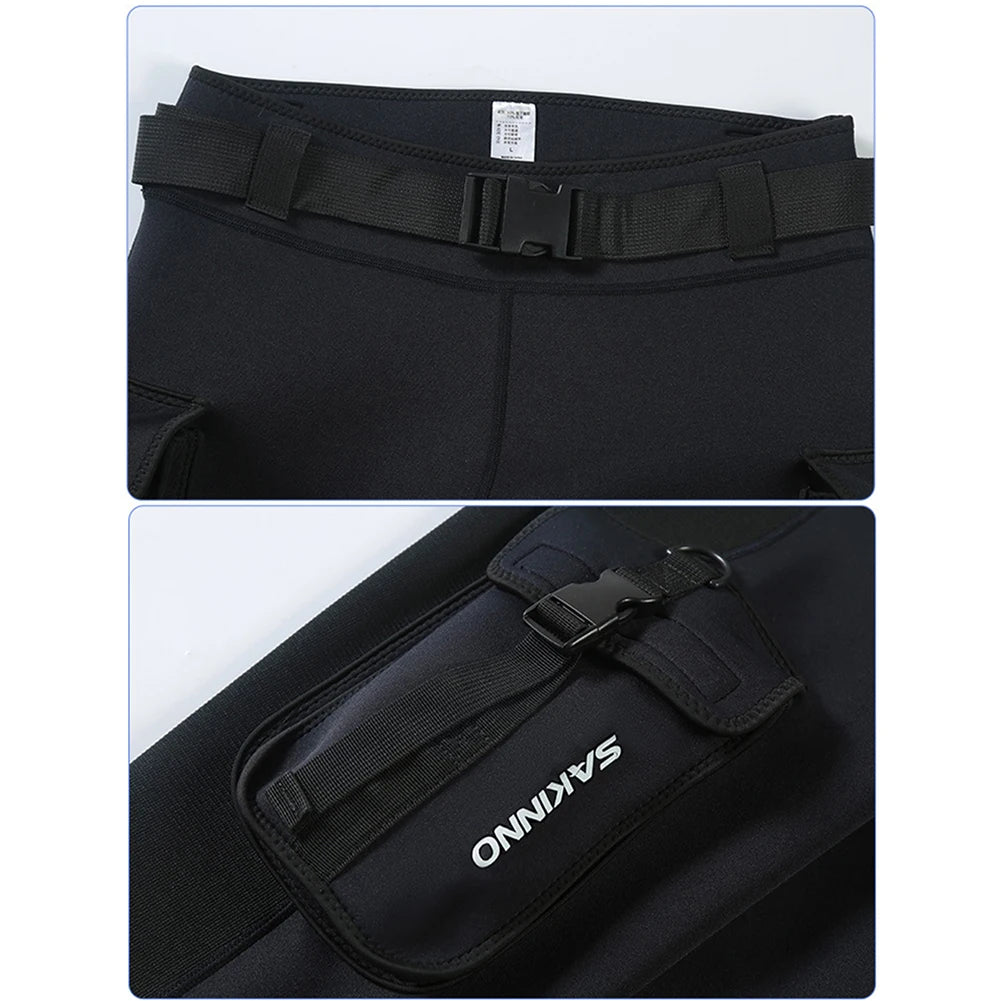 3mm Neoprene Wetsuit Tech Shorts with Pockets Unisex Surfing Trunks Keep Warm D-Ring Buckle for Diving Equipment Accessories