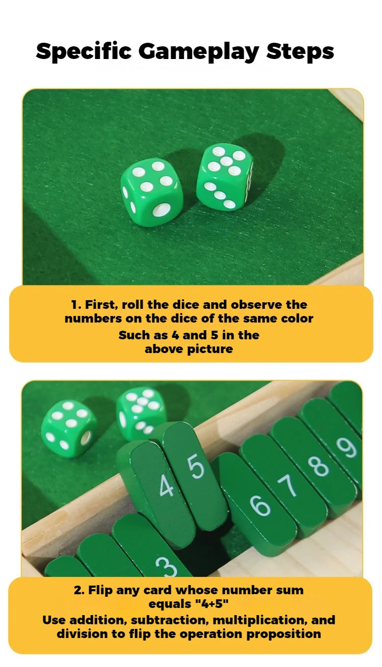Round Flipping Game, Wooden Number Game, Shut The Box Dice Game - Parent-Child Board Game, Bar Party, Leisure Gambling Game
