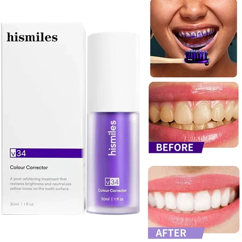 30ml V34 SmileKit Purple Toothpaste Removes Tartar Clean Oral Hygiene Fresh Breath Whitening Teeth Care Products - Daisan Mart