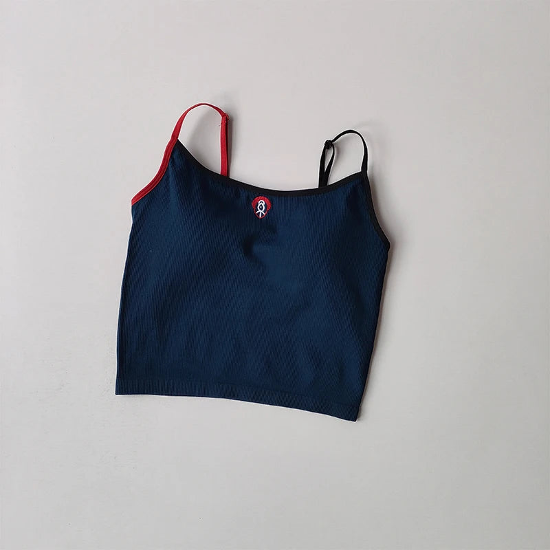 Women's Summer Anti-Sagging Contrast Color Sports Top