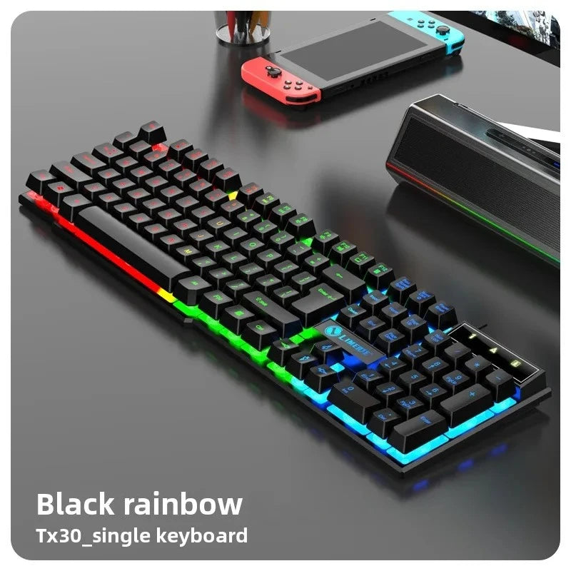 LED mechanical keyboard, raised keys, soft typing, gamers