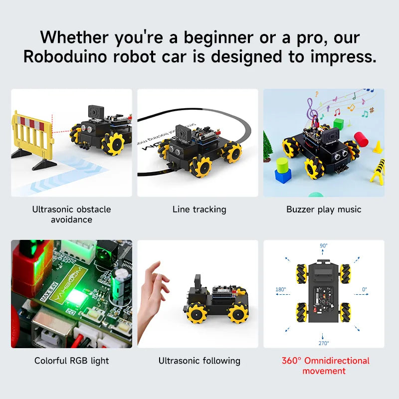 360 degree omnidirectional movement Roboduino V2 mental robot car with real-time video transmission function based on U-N-O R3 - Daisan Mart