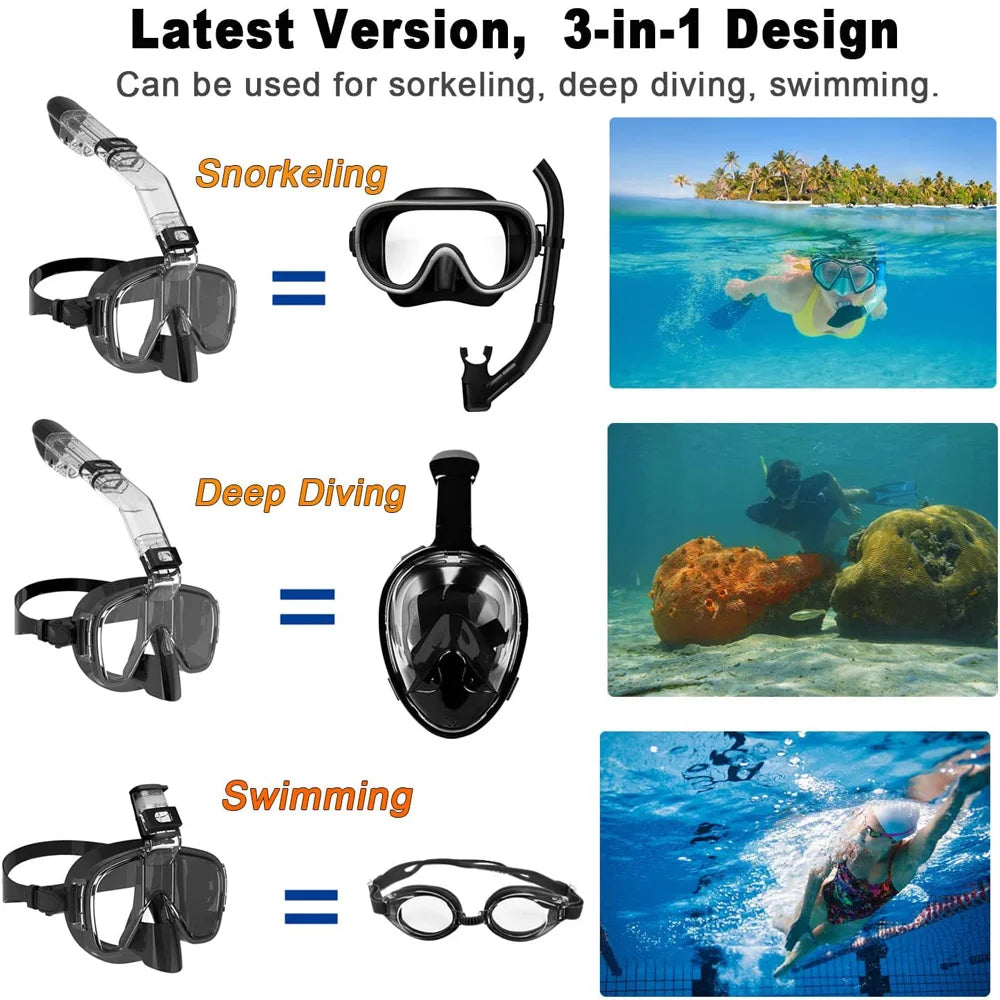 Underwater Snorkeling Half Face Children Swimming Mask Set Scuba Diving Respirator Masks Anti Fog Safe Breathing for Adult