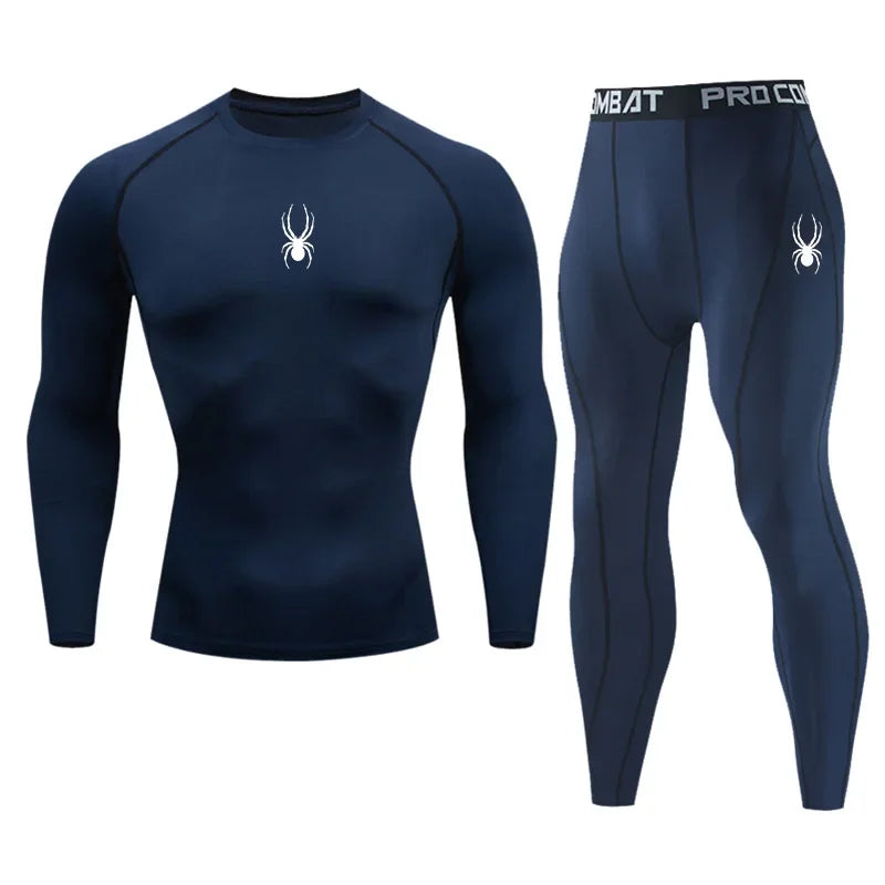 Men's Long Sleeve Compression Breathable Sports Shirt 2 Pieces