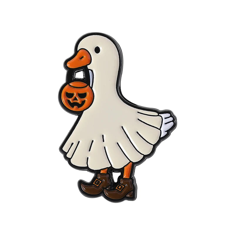Halloween Pumpkin Animal Enamel Pins Ghost Capybara Grim Reaper Duck Spooky Season Brooches Lapel Badge Jewelry Gift for Friends