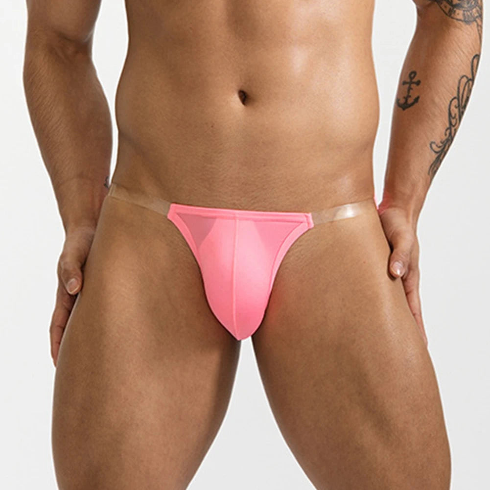 Ice Silk Men's Sexy Low-Waist Transparent Underwear