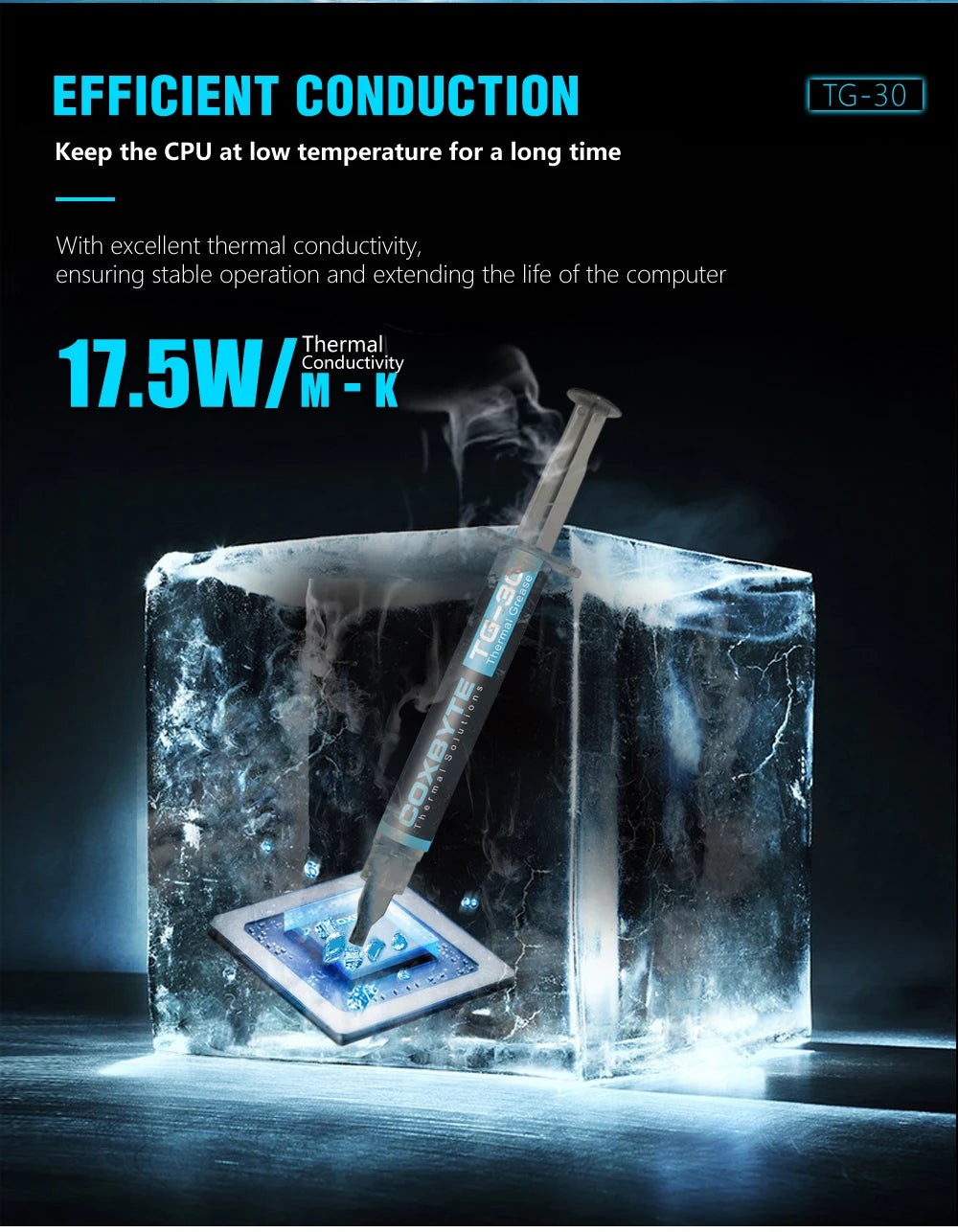Coxbyte TG-30 Thermal Paste 17.5W-mk for AMD Intel Processor CPU Cooler Computer Cooling Fan VGA GPU Compound Heatsink Plaster