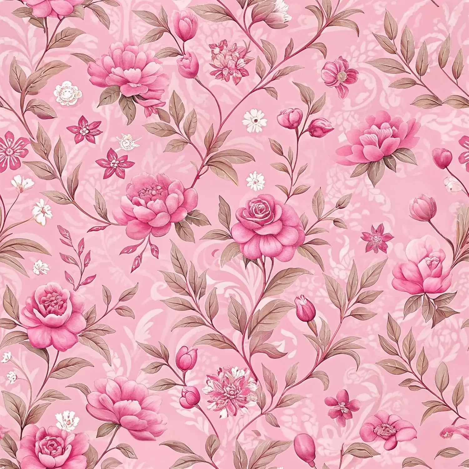 Giấy Dán Tường Hoa Hồng Dính Tạm Chống Nước 50cm