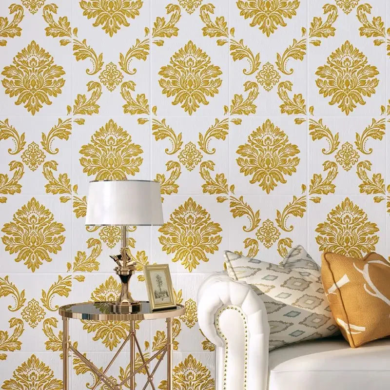 Classic Luxury Wallpaper Self-adhesive Thickened 3D Carving Design Room Decoration Background Stickers Waterproof Moisture-proof