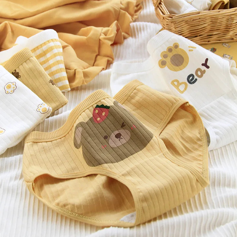 Women's Cotton Panties - White Lace, Seamless, 5 Pieces