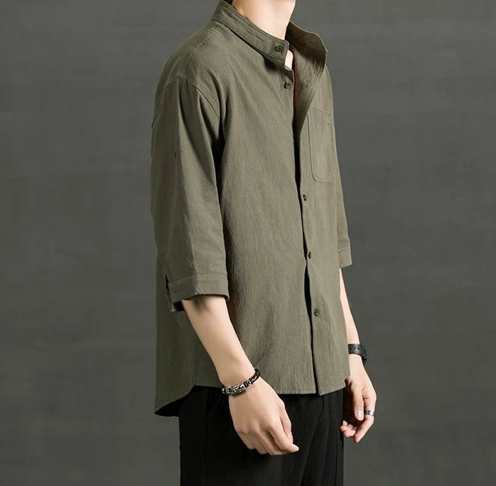 Áo Sơ Mi Trắng Nam Linen Cotton Ngắn Tay Thời Trang - Daisan Mart