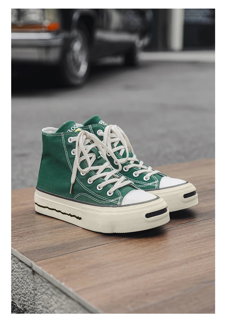 Giày Sneaker Nam Cổ Cao Phong Cách Đường Phố Xanh