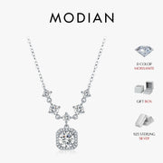 MODIAN 1CT D Color Moissanite Necklace 925 Sterling Silver Luxury Halo Charm Pendant Necklace For Women Bridal Wedding Jewelry