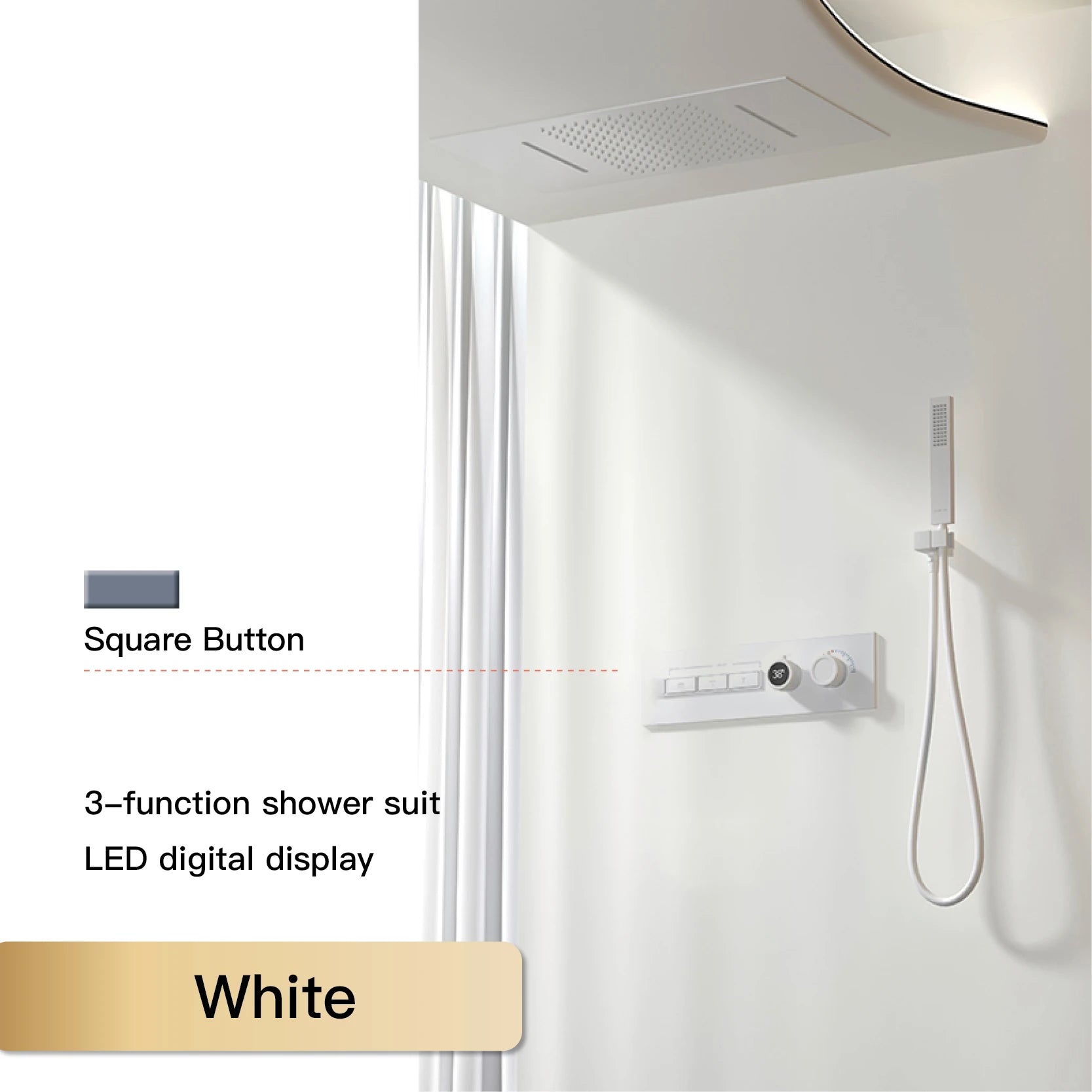 Vòi Sen Đen Cao Cấp LED Hiển Thị Số 4 Chức Năng