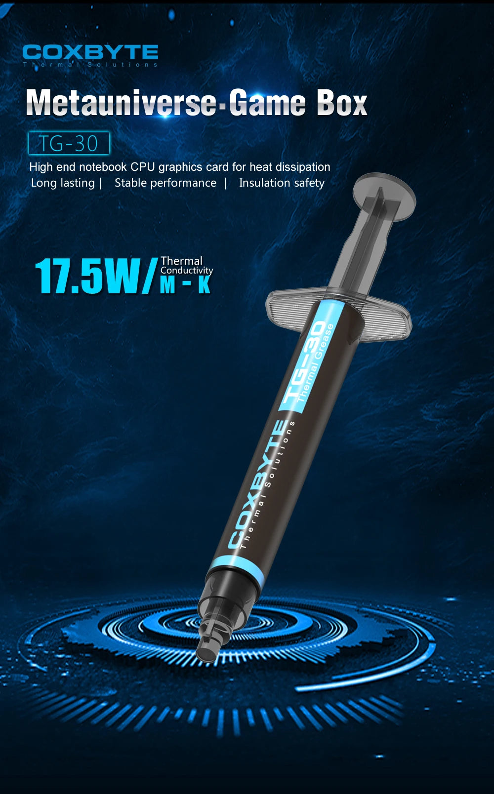 Coxbyte TG-30 Thermal Paste 17.5W-mk for AMD Intel Processor CPU Cooler Computer Cooling Fan VGA GPU Compound Heatsink Plaster