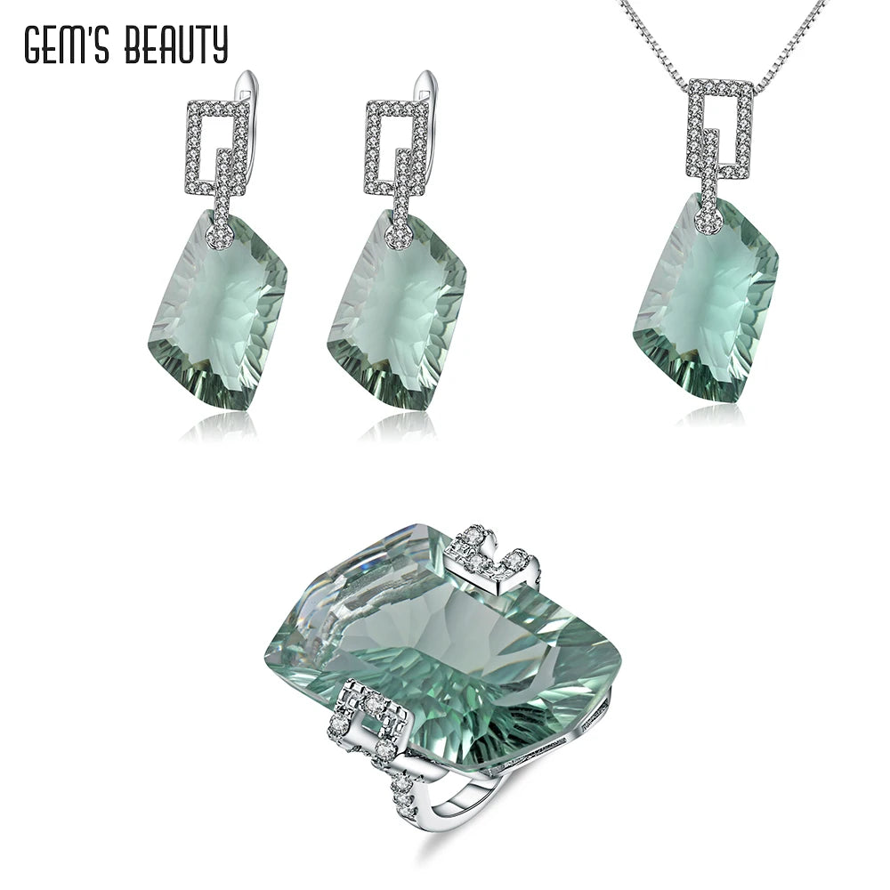 GEM'S BEAUTY Elegant 925 Silver Jewelry Set for Women