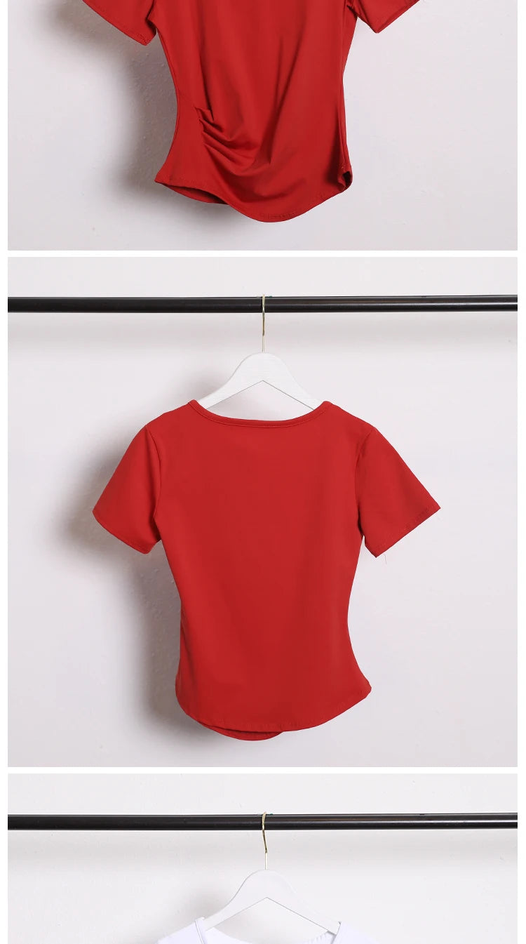 Sexy Fashion Women's Bodycon Gym Shirt with Chest Pad