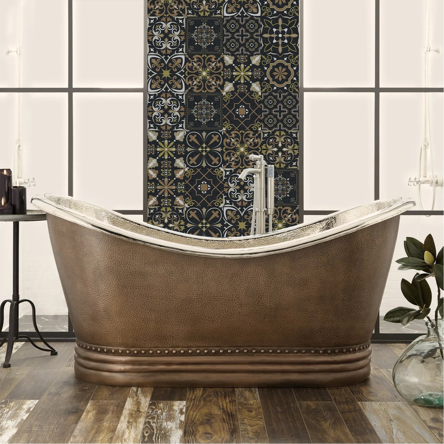 24pcs Of Exquisite Colorful Tile Stickers European Style Wall Stickers Pvc Waterproof Bathroom Kitchen Self-Adhesive Wallpaper