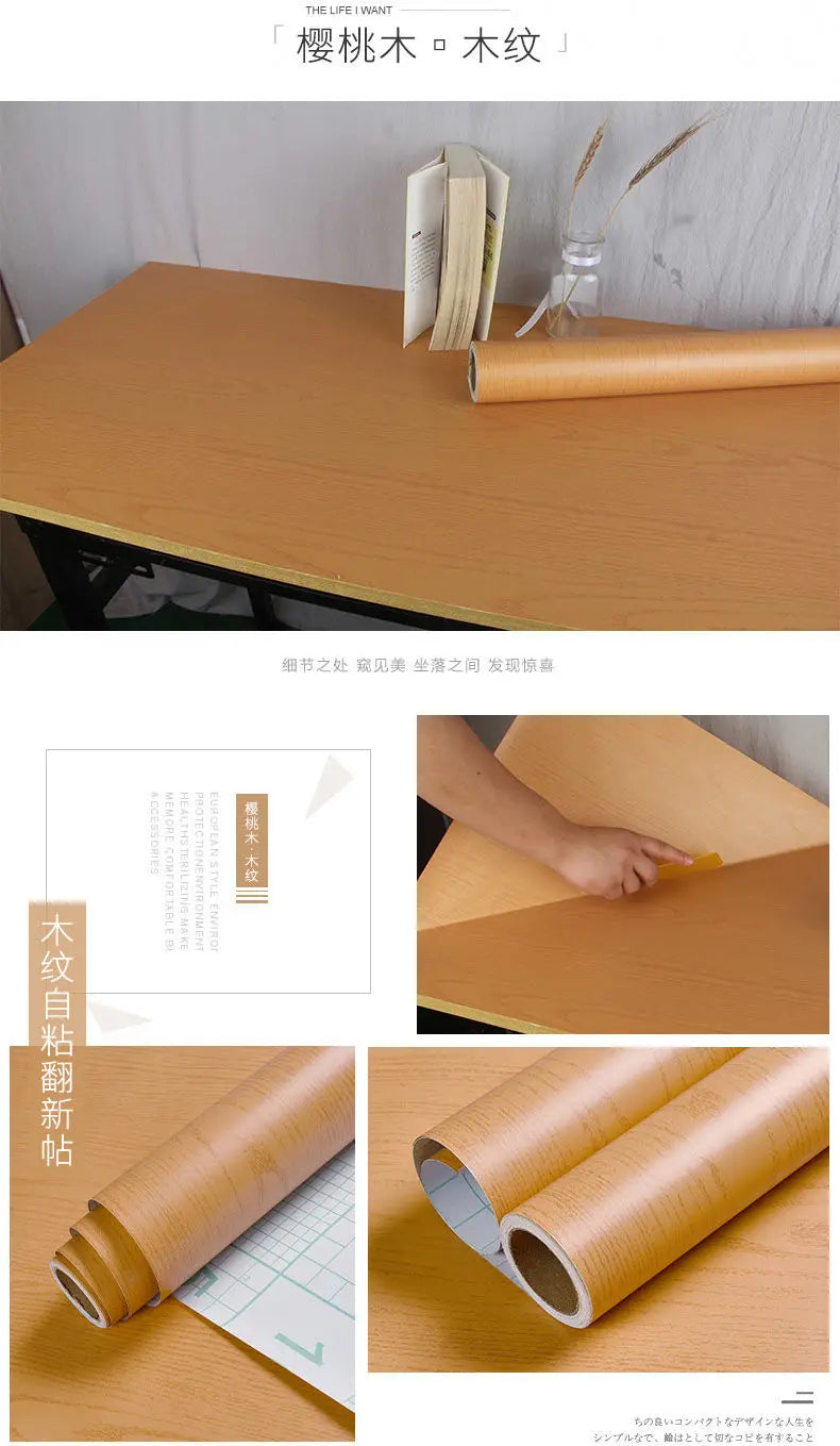 Giấy Dán Tường Vân Gỗ Chống Nước Đa Năng 10m