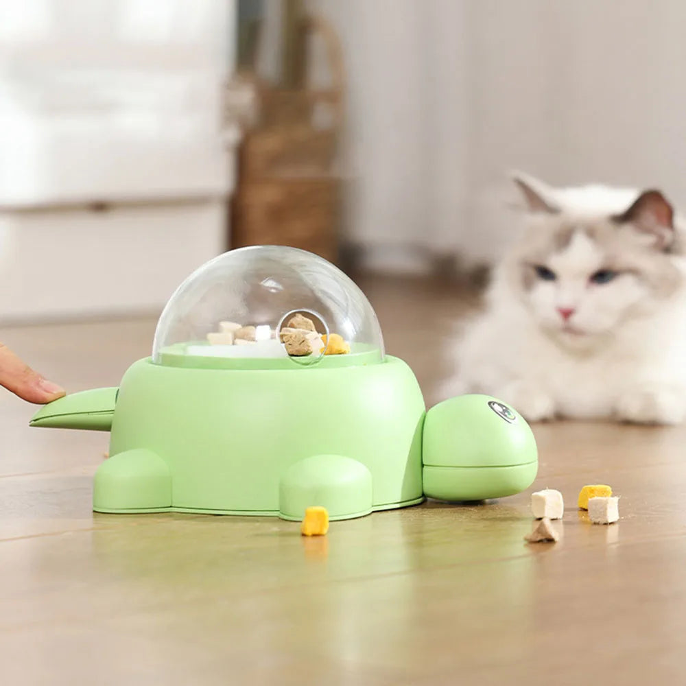 Pet Puzzle Turtle Leak Feeder, Press-Type Food Dispenser for Cats/Dogs, Interactive Slow Feeding Toy &amp; Auto Snack Dispenser