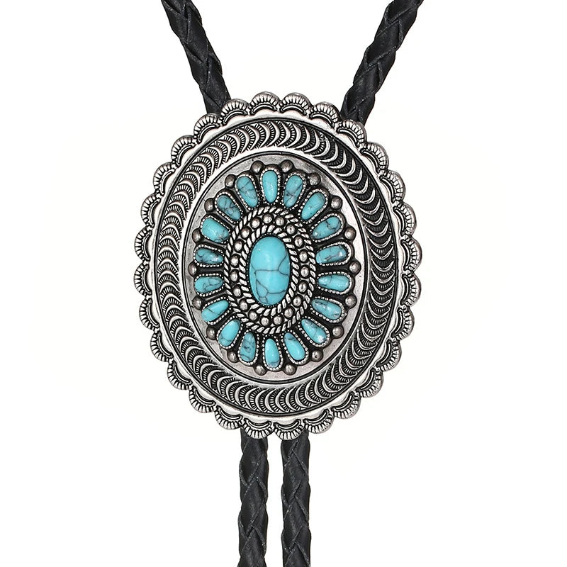 Cà vạt polo da chạm khắc hợp kim xanh nam tính