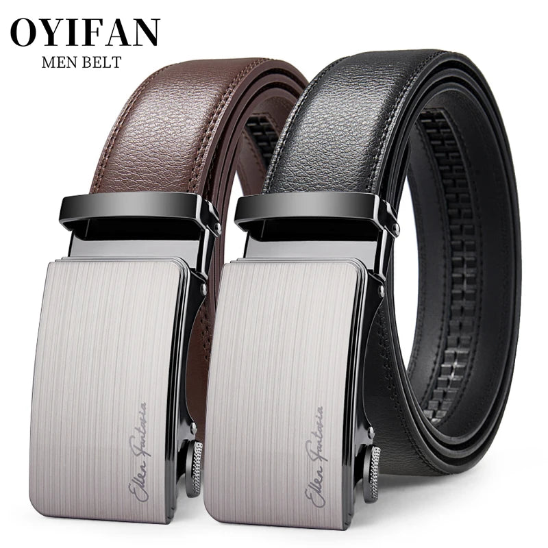 High Quality Genuine Leather Men's Belt with Alloy Automatic Buckle