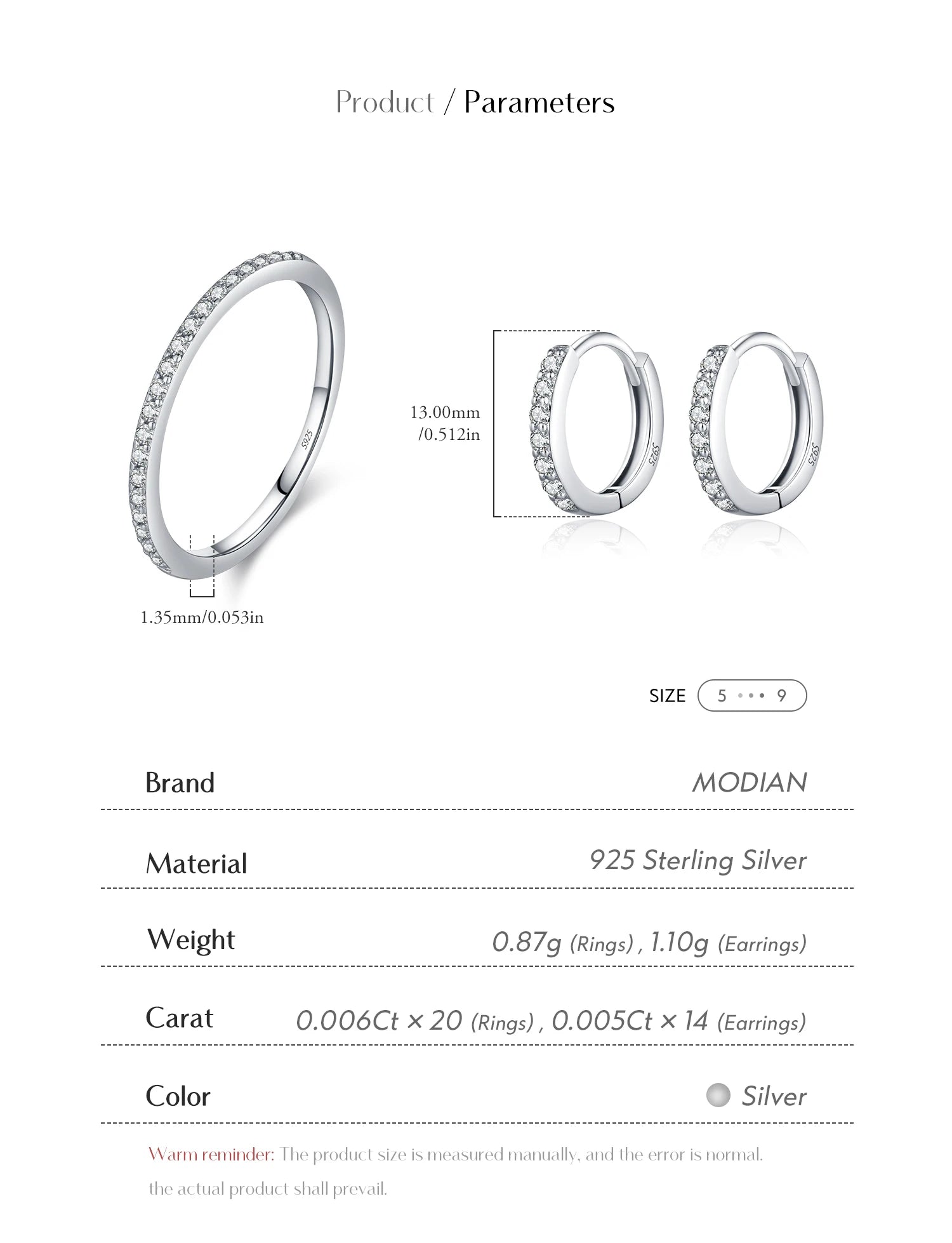 MODIAN D Moissanite Simple Earrings 925 Silver For Women