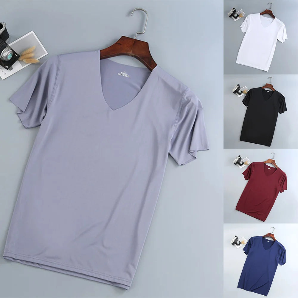 Áo Thun Nam Cơ Bản Hè V-Neck Tập Gym Thể Thao